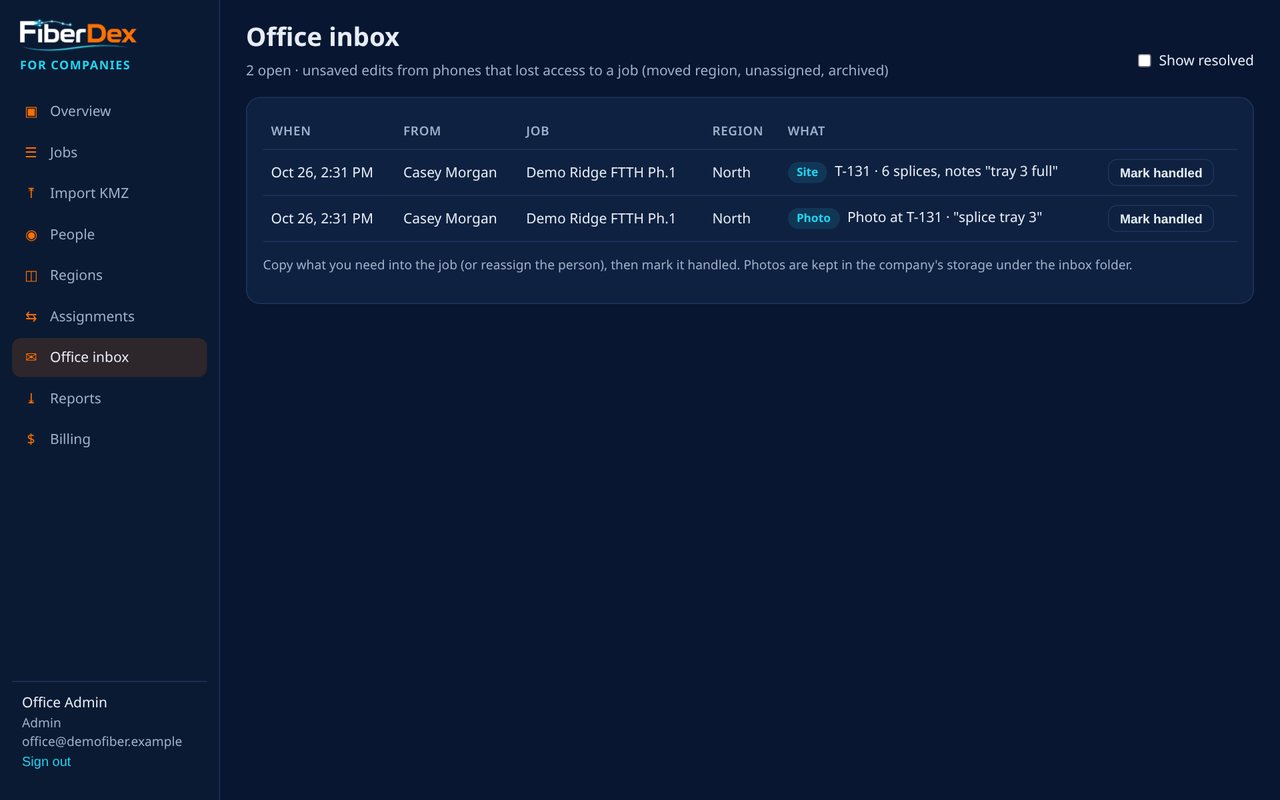 Office inbox with demo data